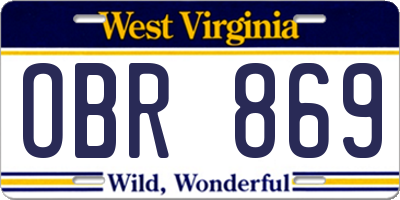 WV license plate OBR869