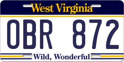 WV license plate OBR872