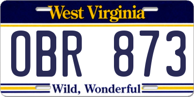 WV license plate OBR873