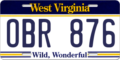 WV license plate OBR876