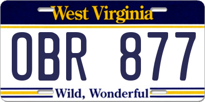 WV license plate OBR877
