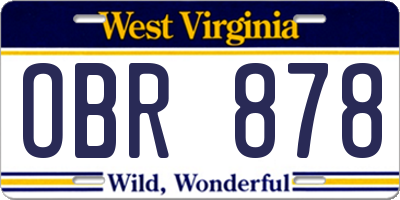 WV license plate OBR878