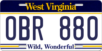 WV license plate OBR880