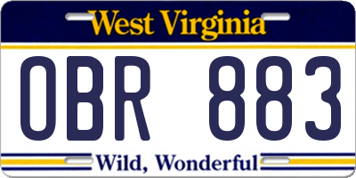 WV license plate OBR883