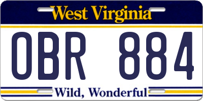 WV license plate OBR884