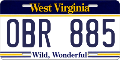 WV license plate OBR885