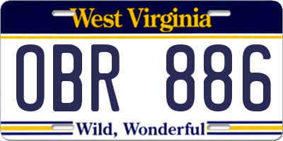 WV license plate OBR886