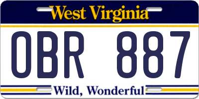 WV license plate OBR887