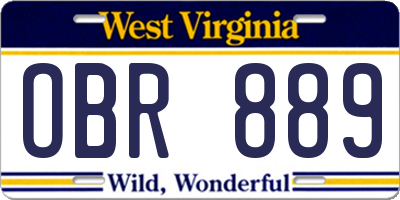 WV license plate OBR889