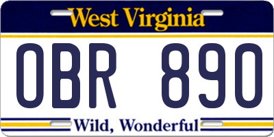 WV license plate OBR890