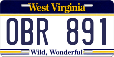 WV license plate OBR891