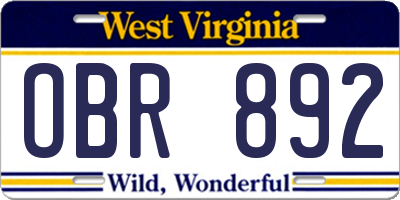 WV license plate OBR892