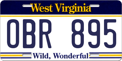 WV license plate OBR895