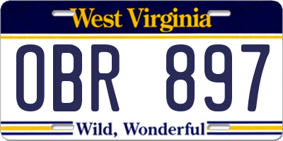 WV license plate OBR897