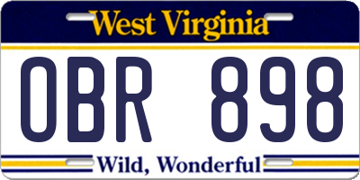 WV license plate OBR898
