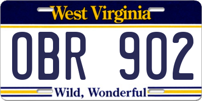 WV license plate OBR902