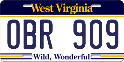 WV license plate OBR909