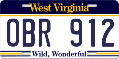 WV license plate OBR912