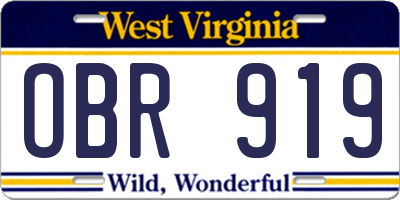 WV license plate OBR919