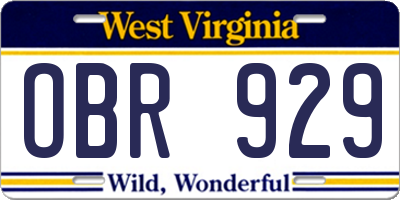 WV license plate OBR929