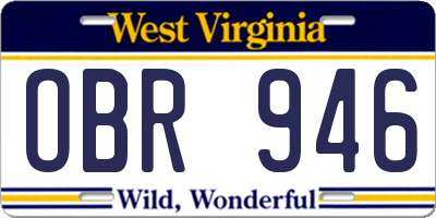 WV license plate OBR946