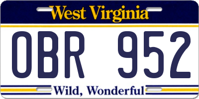WV license plate OBR952