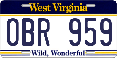 WV license plate OBR959