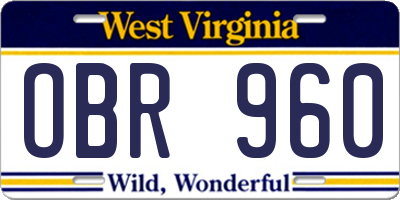 WV license plate OBR960