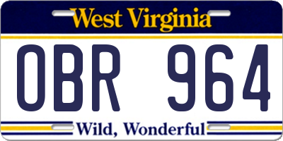 WV license plate OBR964