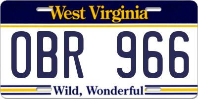 WV license plate OBR966