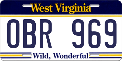 WV license plate OBR969