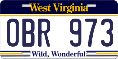 WV license plate OBR973