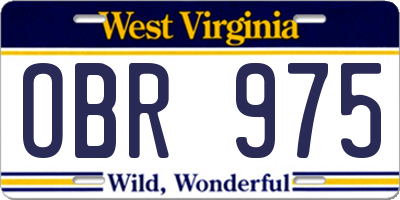 WV license plate OBR975