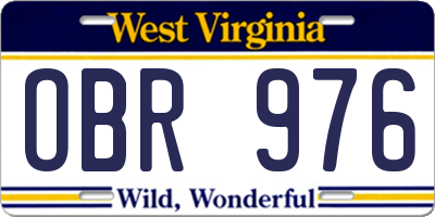 WV license plate OBR976
