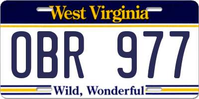 WV license plate OBR977