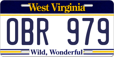 WV license plate OBR979