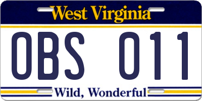 WV license plate OBS011