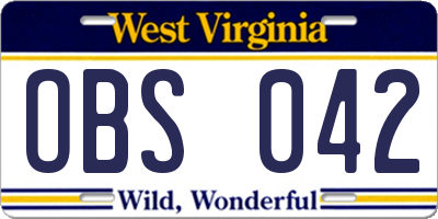 WV license plate OBS042