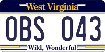 WV license plate OBS043