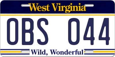 WV license plate OBS044