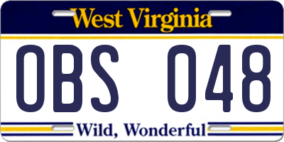 WV license plate OBS048