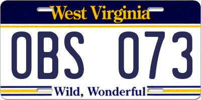 WV license plate OBS073