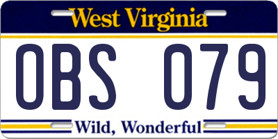 WV license plate OBS079