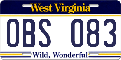 WV license plate OBS083
