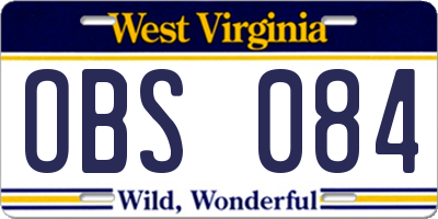 WV license plate OBS084