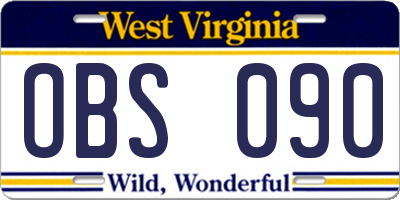 WV license plate OBS090