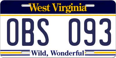 WV license plate OBS093