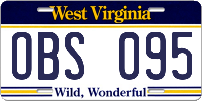 WV license plate OBS095