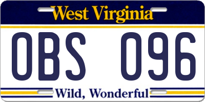 WV license plate OBS096