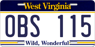 WV license plate OBS115